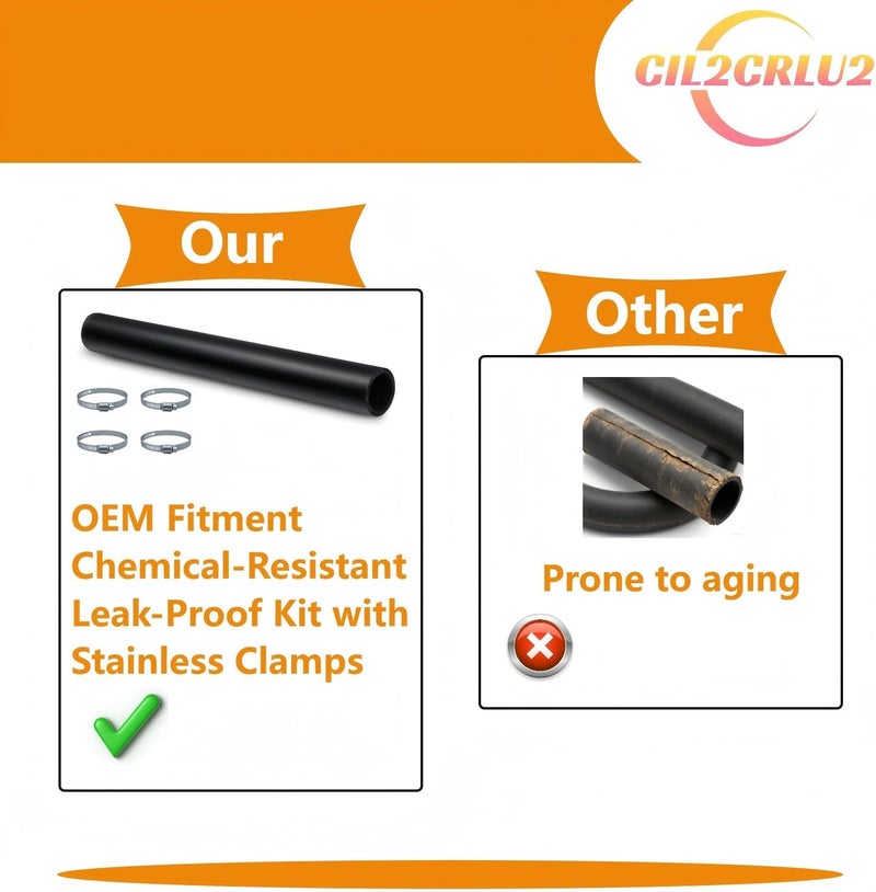 Cil2Crlu2 1 1/2" ID Gasoline Fuel Filler Neck Hose with 4 Clamps - (Straight, 1 1/2" ID, 15 7/8" Long) - Image 3